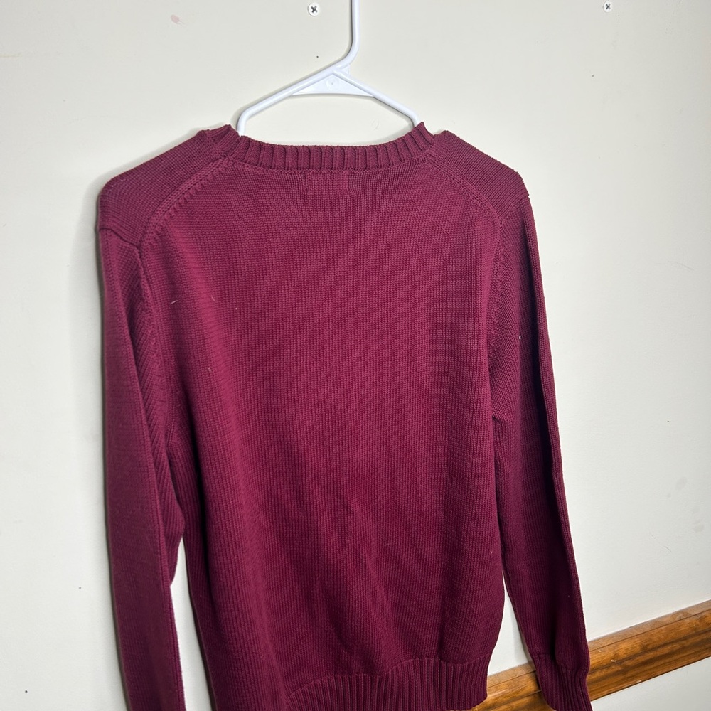 Amati Longhair Cat Embroidered Cotton Knit Sweater - Burgundy Sz L - Picture 5 of 11